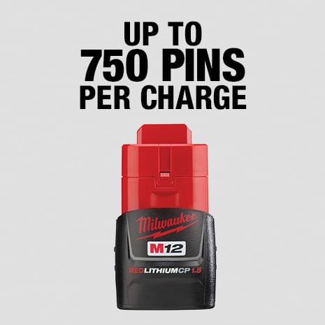 The M12 compact 1.5 battery delivers up to 750 pin nails per charge.