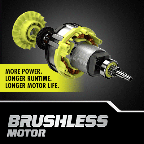 Brushless motors provide more power, longer runtime and a longer motor life.