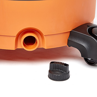Built-in drain at the lowest point of the drum disposes liquids quickly.