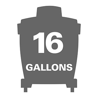 16 gallon capacity for large messes.