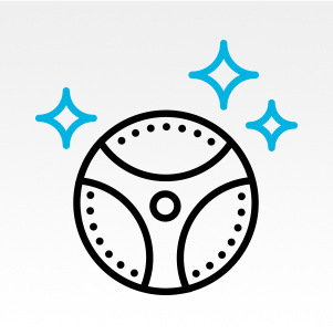 Close-up shot of washing machine icon is sparkling clean.