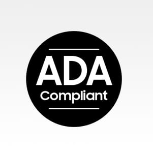 White type in black circle says ADA Compliant