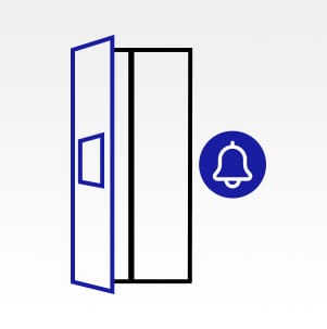 Icon shows door open with alarm bell