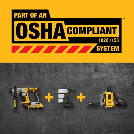 Combine with select extractors, on board extractors, and shourds to reduce silica dut exposure and achieve OSHA Table 1 Compliance.