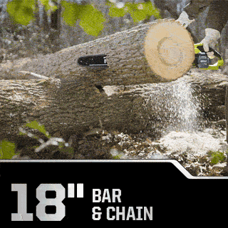 Confidently tackle heavy-duty cutting applications with the large 18” bar and chain