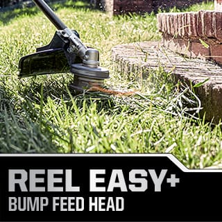 Includes new REEL EASY+ 3-in-1 Head that functions as a bump feed head, fixed line head or bladed head
