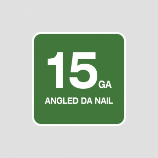 Milwaukee finish nailer uses 15 gauge 1- 1/4 inch to 2- 1/2 inch DA finish nails.