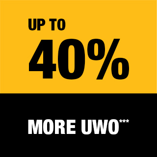 Up to 40% More UWO on Black and Yellow.