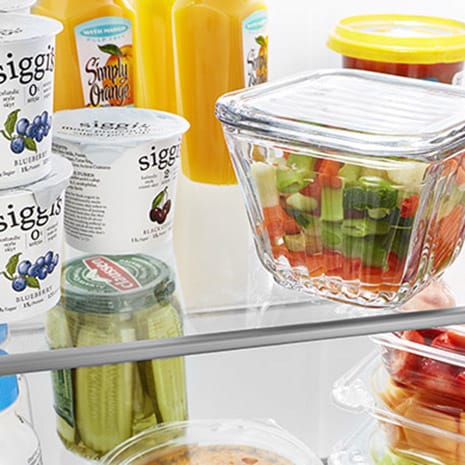 Simplify cleanup with spillproof glass shelves.