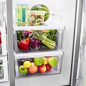 Store fruits and veggies in the humidity-controlled crisper.