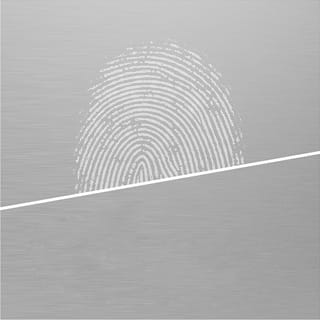 Split-screen of fingerprint and resistant finish