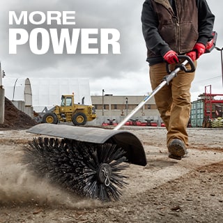 Milwaukee 49-16-2741 M18 FUEL QUIK-LOK Bristle Brush Attachment Worker using the M18 FUEL QUIK-LOK Bristle Brush Attachment