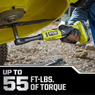 RYOBI ONE+ HP Ratchet being used on a bolt in a tight space