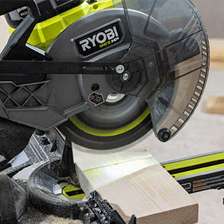RYOBI 18V ONE+ HP Brushless Miter Saw, Cutting Wood