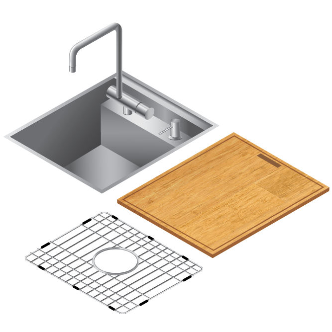 Glacier Bay Zero Radius Undermount 18g Stainless Steel 17 in. Single Bowl Workstation Bar Sink with Stainless Steel Faucet (Silver)