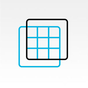 Blue grid appears over black square to indicate Lint Filter Indicator icon.