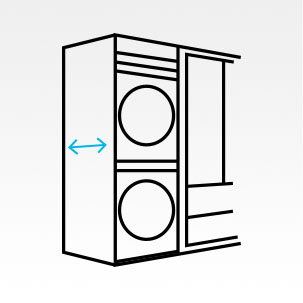 Illustration of washer and dryer tucked in a closet.