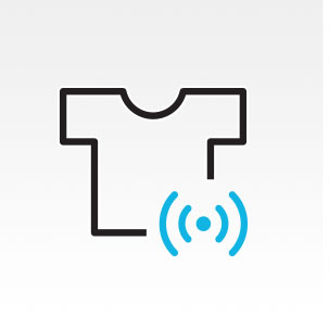 Image of shirt with blue sensor to indicate Sensor Dry.