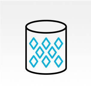 Illustration of blue diamond design on drum.