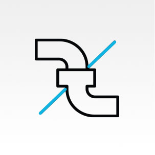 Illustration of air duct crossed out with a blue line to indicate Vent Sensor.