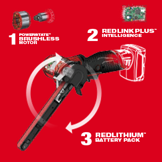 Features three Milwaukee exclusive technologies: POWERSTATE Brushless motor, REDLINK PLUS Intelligence and REDLITHIUM Batteries