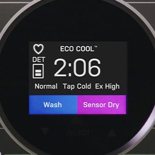 A close up of the display shows the settings currently enabled for the cycle.