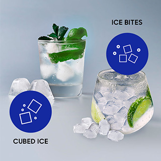 Image showing a glass with cubed ice and a glass with Ice Bites™