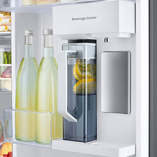 Image of Beverage Center feature instide fridge door.