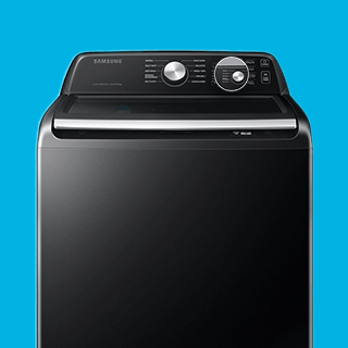 Gif highlighting self clean option on machine panel with sparkle icons.