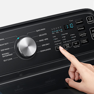Image of washer control panel with washing cycle control highlighted.