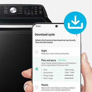 Image of SmartThings app with a blue download icon overlayed.