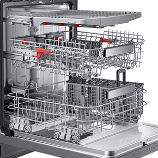 Image showing dishwasher open full of dishes.